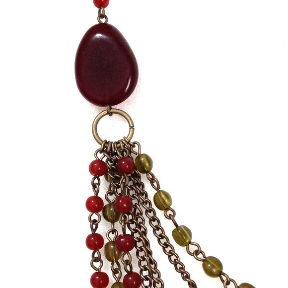 Multi Strand Red Green Glass Bead Necklace Avon SP Retro Colorful - Picture 4 of 9